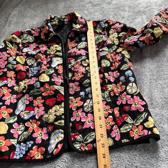 Vtg Requirements Quilted Jacket Large Petite Fruit Floral Hippie Boho Y2K 18284 - Picture 6 of 8